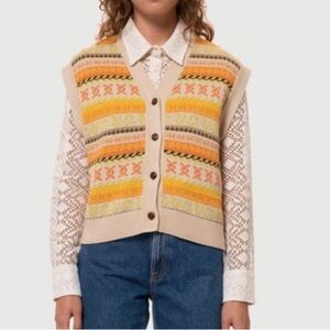 Nudie Jeans Kim Fair Isle Vest Size Small
